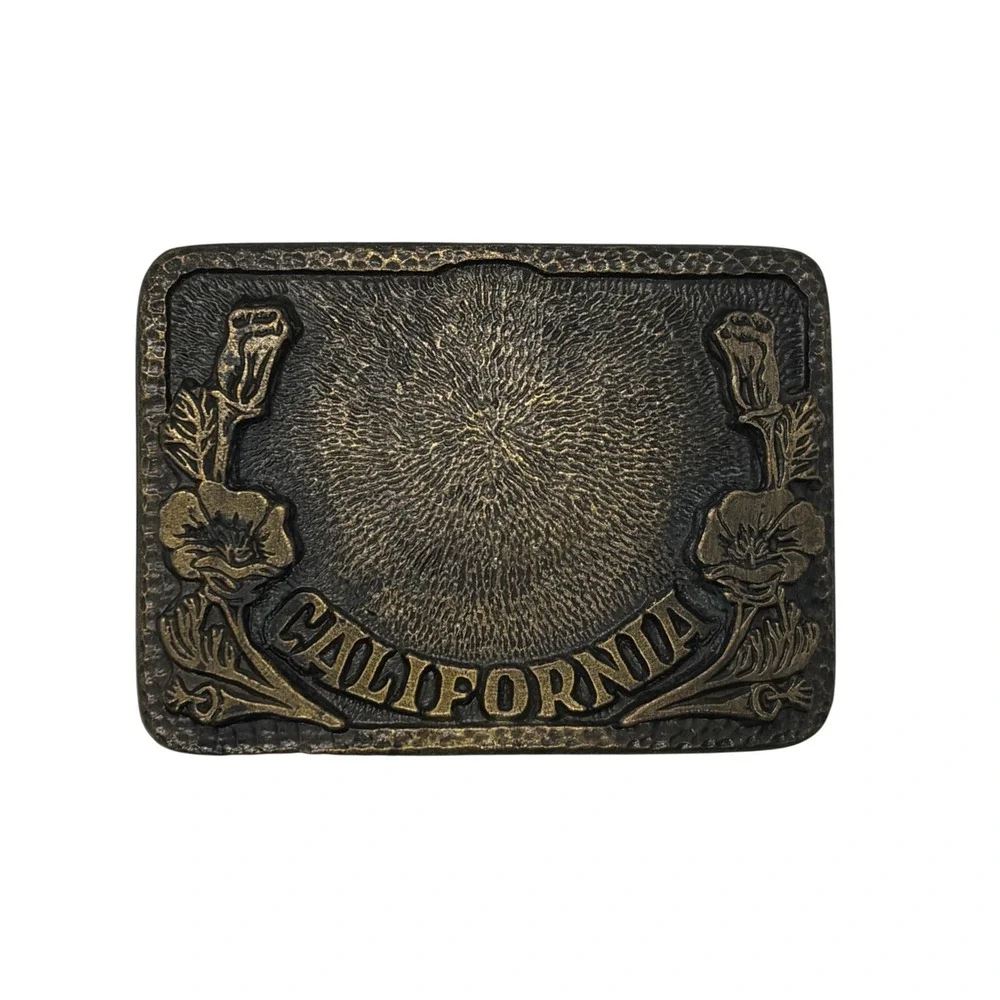 MAFCO California Poppy Belt Buckle Brass Heritage‎ Western Rodeo Trucker Vintage